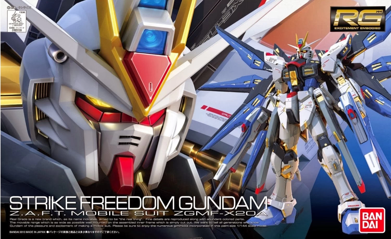 Bandai Gundam 1/144 RG #14 Seed Destiny ZGMF-X20A Strike Freedom Gundam Model Kit - Image 11